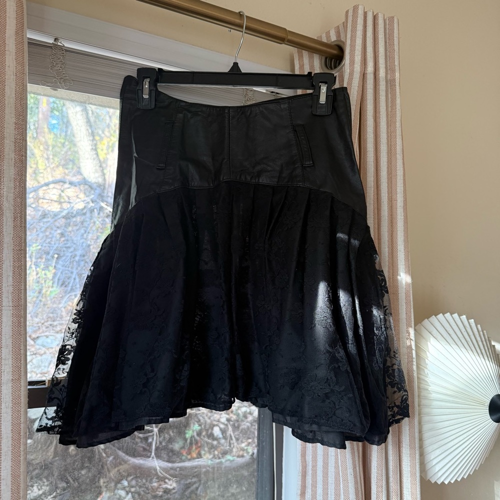 Firenze Black Leather / Lace Skirt (Sz 9)